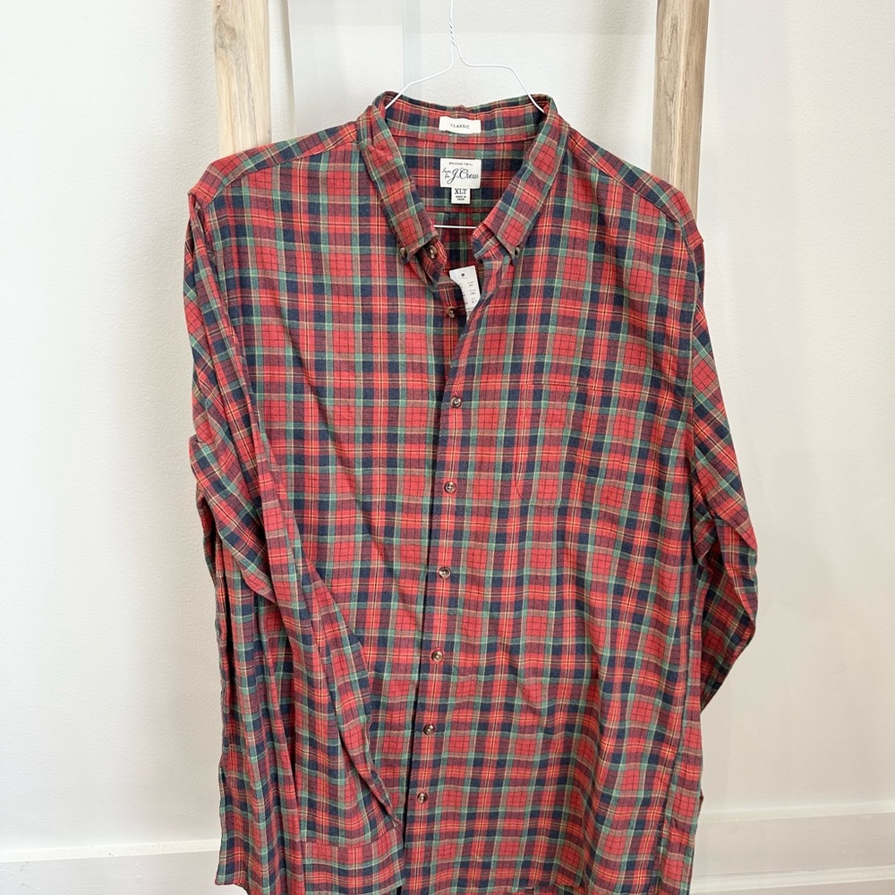J. Crew Red and Green Plaid Casual Shirt